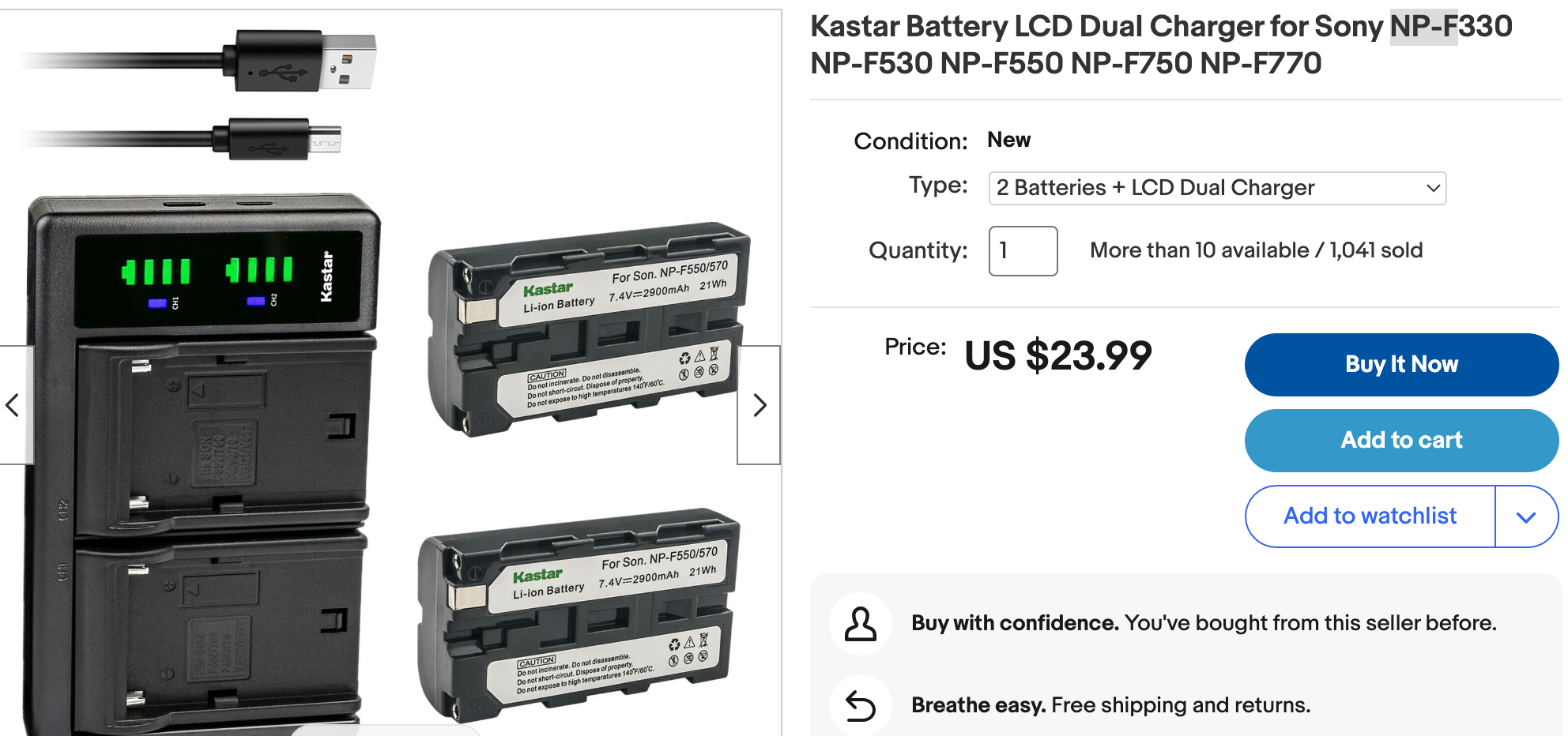 NP-F Batteries on EBay