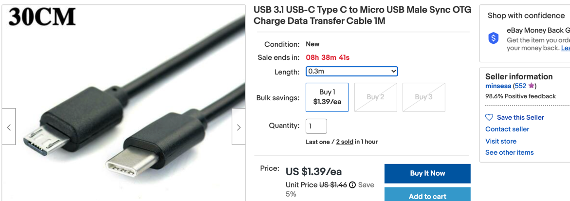USB Micro to USB C for Mac